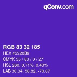カラーコード: RGB 83 32 185 | qconv.com