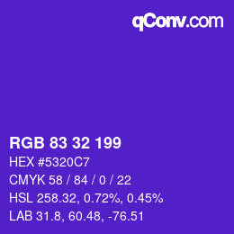 Color code: RGB 83 32 199 | qconv.com