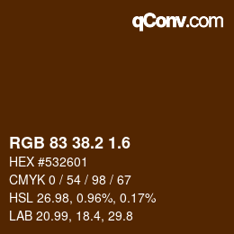 カラーコード: RGB 83 38.2 1.6 | qconv.com