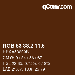 カラーコード: RGB 83 38.2 11.6 | qconv.com