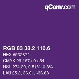 カラーコード: RGB 83 38.2 116.6 | qconv.com