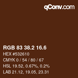カラーコード: RGB 83 38.2 16.6 | qconv.com