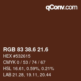 カラーコード: RGB 83 38.6 21.6 | qconv.com