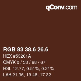 カラーコード: RGB 83 38.6 26.6 | qconv.com