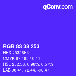Color code: RGB 83 38 253 | qconv.com