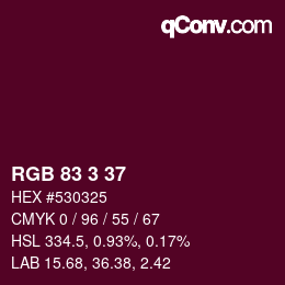 カラーコード: RGB 83 3 37 | qconv.com