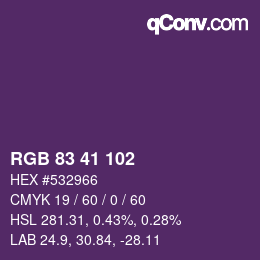颜色代码: RGB 83 41 102 | qconv.com