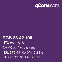 Code couleur: RGB 83 42 106 | qconv.com