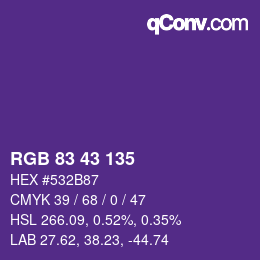 Color code: RGB 83 43 135 | qconv.com