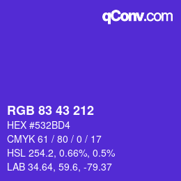 Color code: RGB 83 43 212 | qconv.com