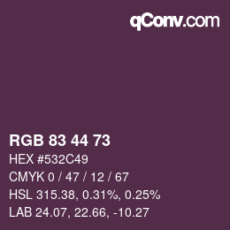 Color code: RGB 83 44 73 | qconv.com