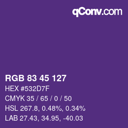 カラーコード: RGB 83 45 127 | qconv.com