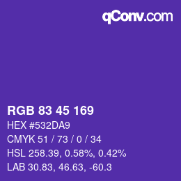 颜色代码: RGB 83 45 169 | qconv.com