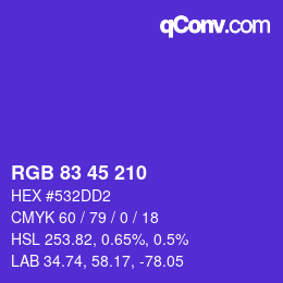 カラーコード: RGB 83 45 210 | qconv.com