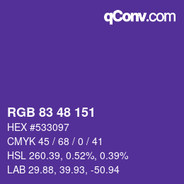 Color code: RGB 83 48 151 | qconv.com