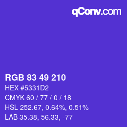 カラーコード: RGB 83 49 210 | qconv.com