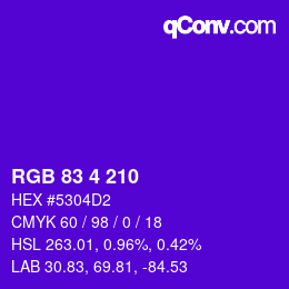 Color code: RGB 83 4 210 | qconv.com