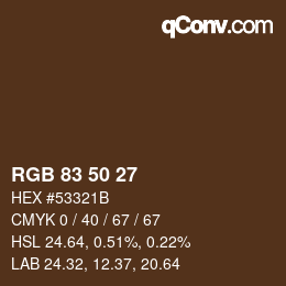 Color code: RGB 83 50 27 | qconv.com