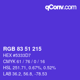 Farbcode: RGB 83 51 215 | qconv.com
