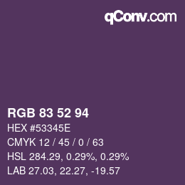 Farbcode: RGB 83 52 94 | qconv.com