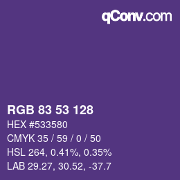 Farbcode: RGB 83 53 128 | qconv.com