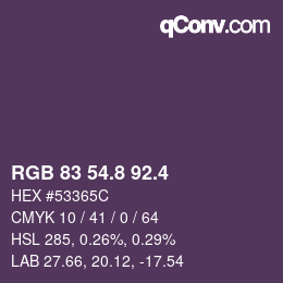 カラーコード: RGB 83 54.8 92.4 | qconv.com
