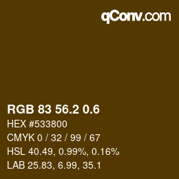 カラーコード: RGB 83 56.2 0.6 | qconv.com