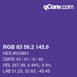 カラーコード: RGB 83 56.2 145.6 | qconv.com