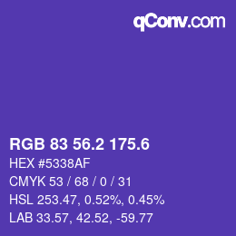 カラーコード: RGB 83 56.2 175.6 | qconv.com