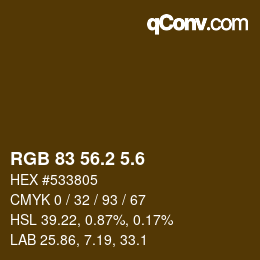 カラーコード: RGB 83 56.2 5.6 | qconv.com