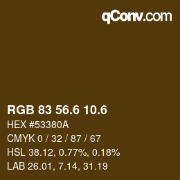 カラーコード: RGB 83 56.6 10.6 | qconv.com