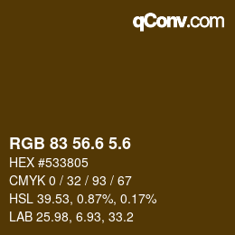カラーコード: RGB 83 56.6 5.6 | qconv.com