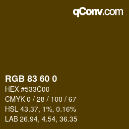 カラーコード: RGB 83 60 0 | qconv.com