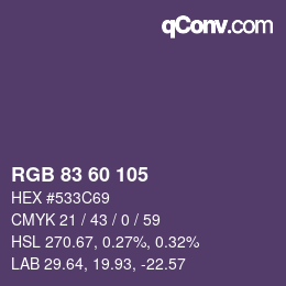 カラーコード: RGB 83 60 105 | qconv.com