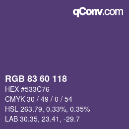 カラーコード: RGB 83 60 118 | qconv.com
