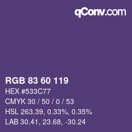 Color code: RGB 83 60 119 | qconv.com
