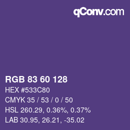 カラーコード: RGB 83 60 128 | qconv.com