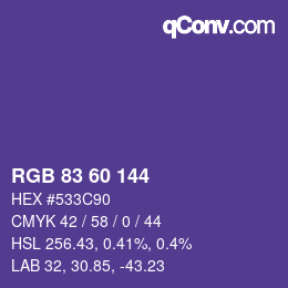 颜色代码: RGB 83 60 144 | qconv.com