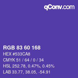 カラーコード: RGB 83 60 168 | qconv.com