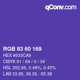 Color code: RGB 83 60 169 | qconv.com