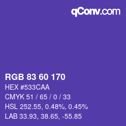 颜色代码: RGB 83 60 170 | qconv.com