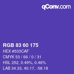 颜色代码: RGB 83 60 175 | qconv.com