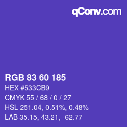颜色代码: RGB 83 60 185 | qconv.com