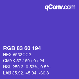 カラーコード: RGB 83 60 194 | qconv.com