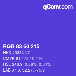 Color code: RGB 83 60 215 | qconv.com