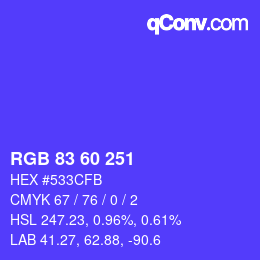 颜色代码: RGB 83 60 251 | qconv.com