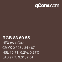 Código de color: RGB 83 60 55 | qconv.com