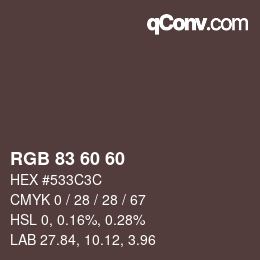 カラーコード: RGB 83 60 60 | qconv.com