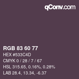 カラーコード: RGB 83 60 77 | qconv.com