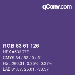 カラーコード: RGB 83 61 126 | qconv.com